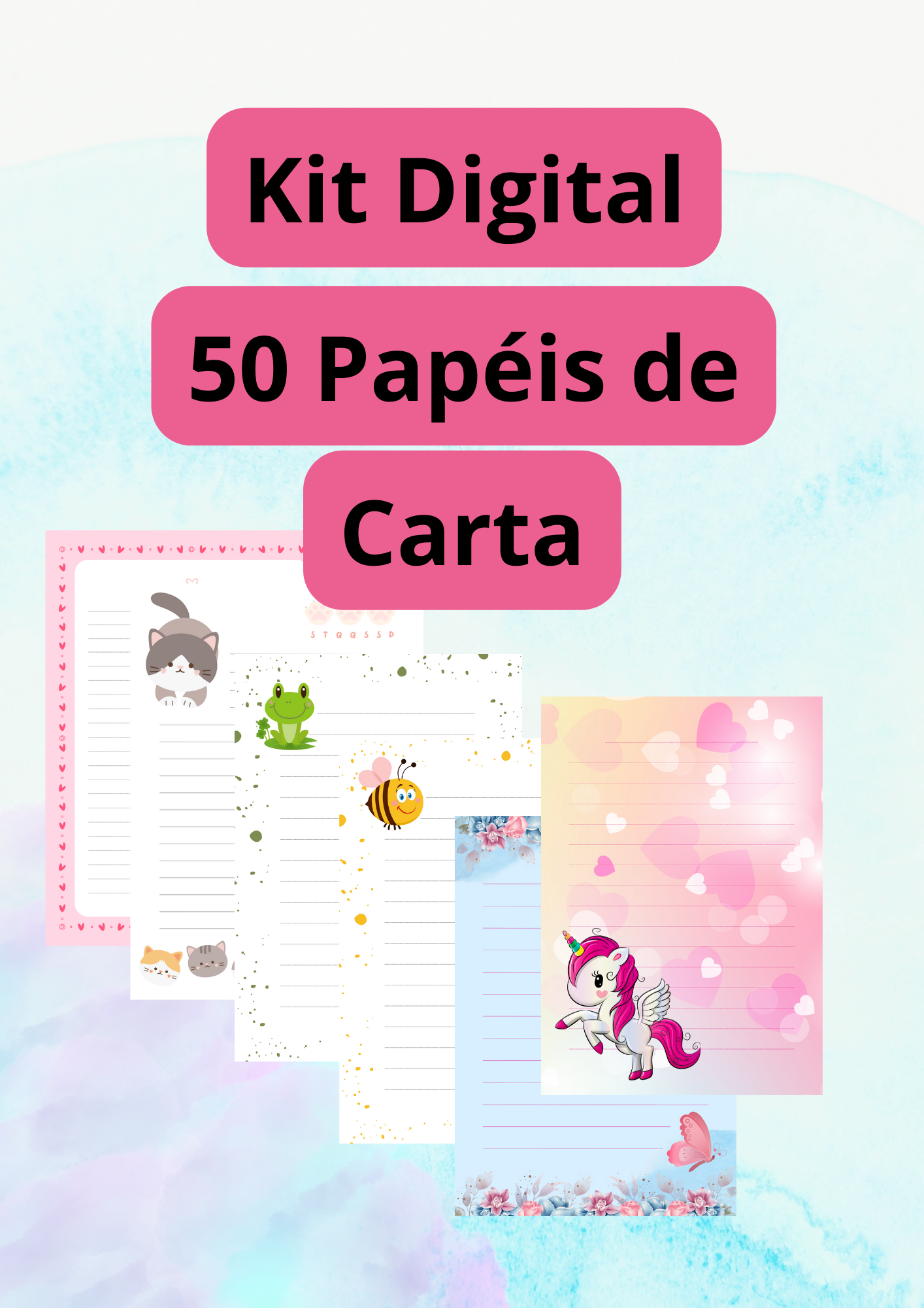 Kit Digital Com 50 Papéis de Carta